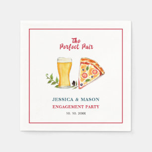 Serviette En Papier Bière et Pizza Parfait Partie d'engagement paire
