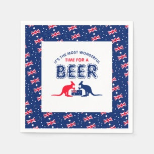 Serviette En Papier Bière Kangaroo, drapeau australien, fête de Noël