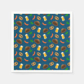Serviette En Papier Bière Oktoberfest, Motif Pretzel & Saucisson (Devant)