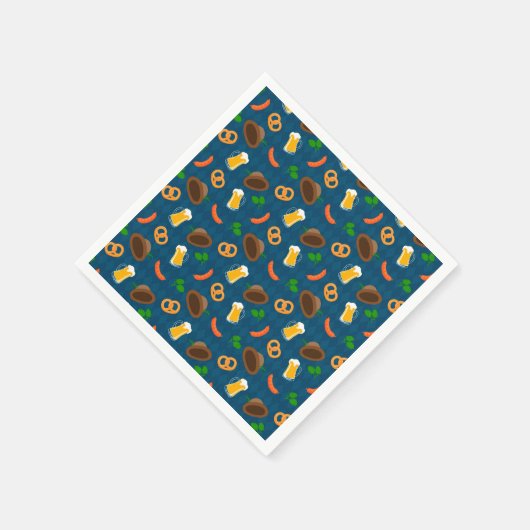 Serviette En Papier Bière Oktoberfest, Motif Pretzel & Saucisson (Coin)