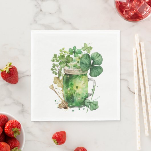 Serviette En Papier Bière verte de la Saint Patrick (En situation)