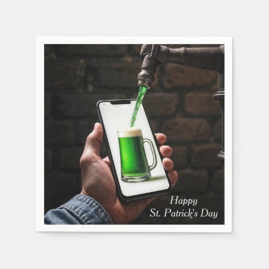 Serviette En Papier Bière verte de la Saint-Patrick (Devant)
