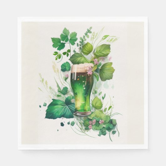 Serviette En Papier Bière Verte Irlandaise En Ivy (Devant)