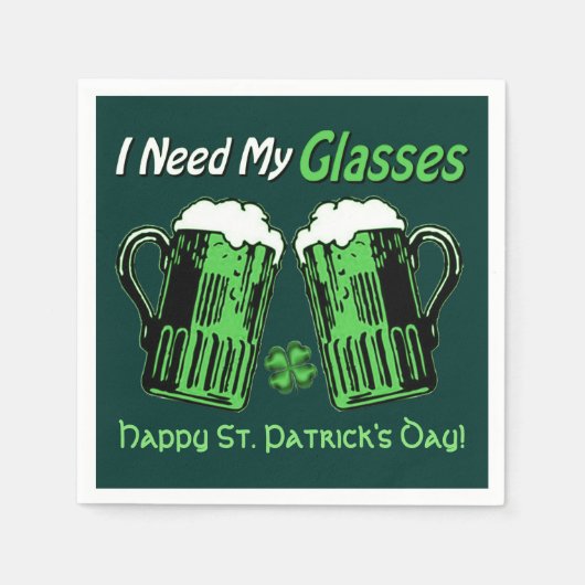 Serviette En Papier Bière verte St. Patrick's Day Serviettes vertes (Devant)