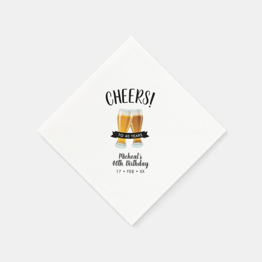 Serviette En Papier Bières | Fête moderne Adulte 40e Anniversaire (Coin)
