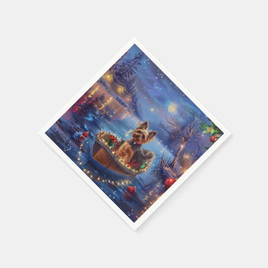 Serviette En Papier Biewer Terrier Noël Festive Voyage (Coin)