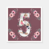 Serviette En Papier Big 5th Birthday Girl Photo Collage Fleur rose (Devant)
