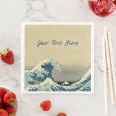 Serviette En Papier Big Blue Ocean Wave Casquettes blancs Bateau Tan (En situation)