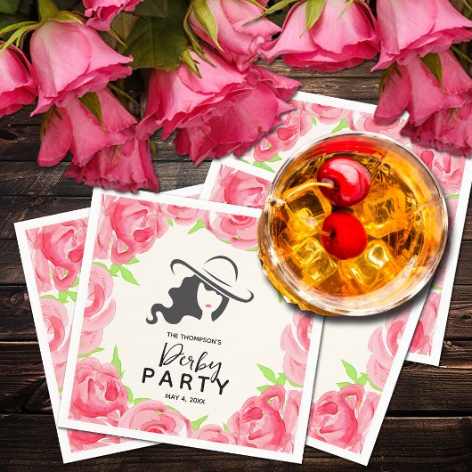 Serviette En Papier Big Casquette Lady Rose Derby Party