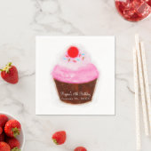 Serviette En Papier Big Cupcake & Cherry Watercolor Party (En situation)