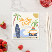 Serviette En Papier Big One Beach Surf Blue 1er Birthday Party (En situation)