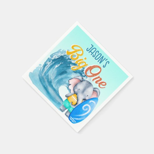 Serviette En Papier Big One surf plage 1er anniversaire de fête élépha (Coin)
