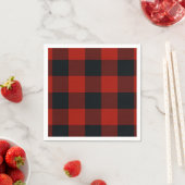 Serviette En Papier Big Red & Black À damiers Carrés Buffalo Plaid (En situation)