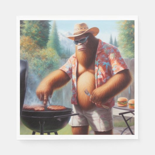 Serviette En Papier Bigfoot Grilling Burgers (Devant)
