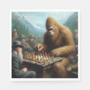 Serviette En Papier Bigfoot jouant aux échecs