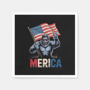 Serviette En Papier Bigfoot Merica Rock Drapeau Américain Patriotique 