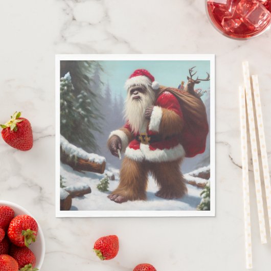 Serviette En Papier Bigfoot Santa Claus (En situation)
