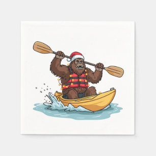 Serviette En Papier Bigfoot Sasquatch en kayak Noël Sport d'eau 