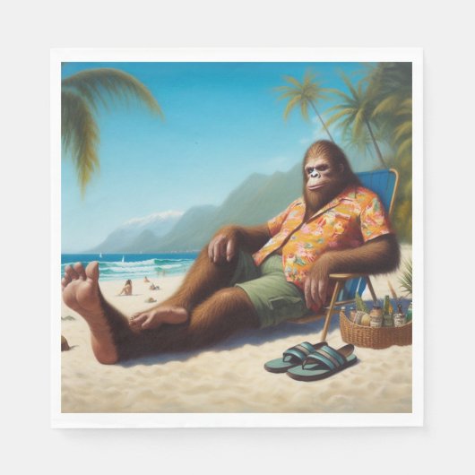 Serviette En Papier Bigfoot sur la plage (Devant)