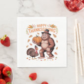 Serviette En Papier Bigfoot Turquie Citrouille Thanksgiving Day Classi (En situation)