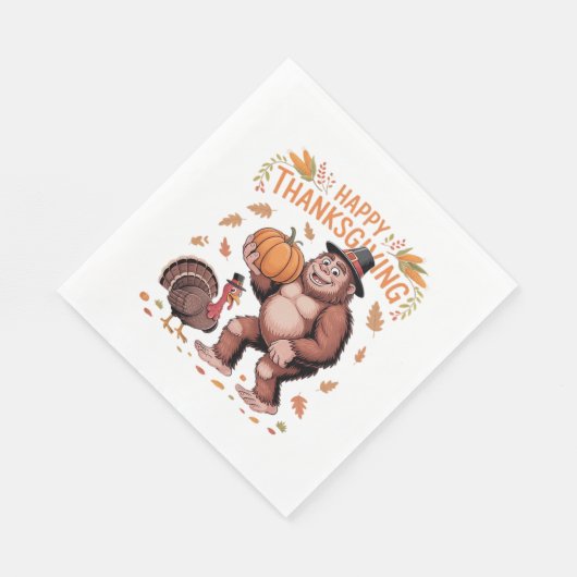 Serviette En Papier Bigfoot Turquie Citrouille Thanksgiving Day Classi (Coin)