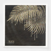 Serviette En Papier Bijoux feuille feuille Mariage or ID830 (Devant)