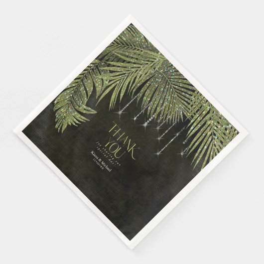 Serviette En Papier Bijoux feuille Merci vert ID830 (Coin)