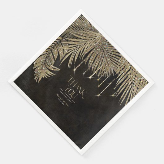 Serviette En Papier Bijoux Palm Leaf Merci Gold ID830 (Coin)