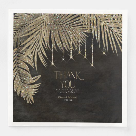 Serviette En Papier Bijoux Palm Leaf Merci Gold ID830 (Devant)