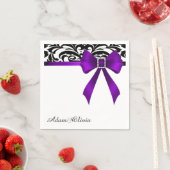 Serviette En Papier Bijoux violet Bow Mariage damassé (En situation)