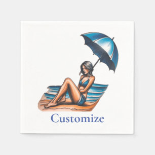 Serviette En Papier Bikini Girl Beach Napping Thunder_Cove