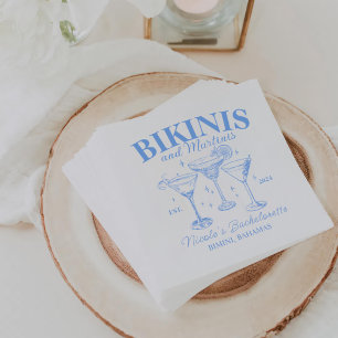 Serviette En Papier Bikinis Et Martinis Bachelorette Bleue
