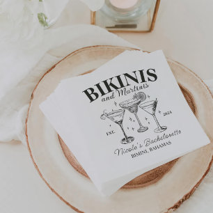 Serviette En Papier Bikinis et Martinis Black Bachelorette