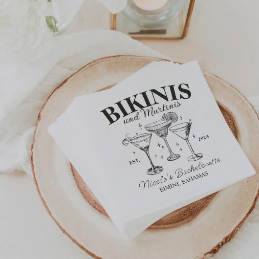 Serviette En Papier Bikinis et Martinis Black Bachelorette