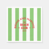 Serviette En Papier Bikinis Et Martinis Le Beach Club Green Stripe (Devant)