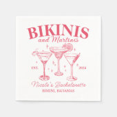 Serviette En Papier Bikinis Et Martinis Red Bachelorette (Devant)