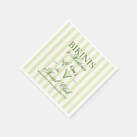 Serviette En Papier Bikinis et Martinis Vert rayé (Coin)