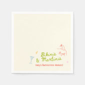 Serviette En Papier Bikinis & Martinis Dessinés à la Main pour Enterre (Devant)