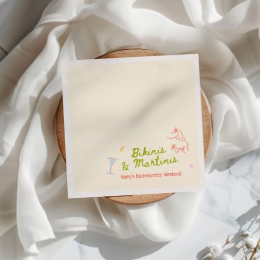 Serviette En Papier Bikinis & Martinis Dessinés à la Main pour Enterre
