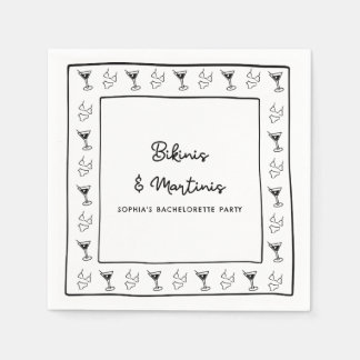 Serviette En Papier Bikinis & Martinis Personnaliser Bachelorette Part