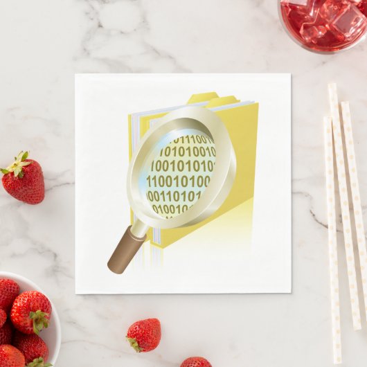 Serviette En Papier Binary Data Magnification de verre Recherche de fi (En situation)