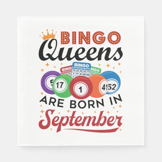 Serviette En Papier Bingo Queens Are Born in Septembre (Devant)