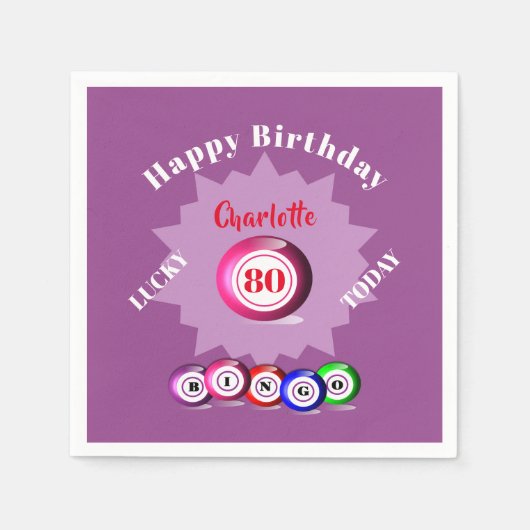 Serviette En Papier Bingo Thème Anniversaire Fête Personnalisée (Devant)
