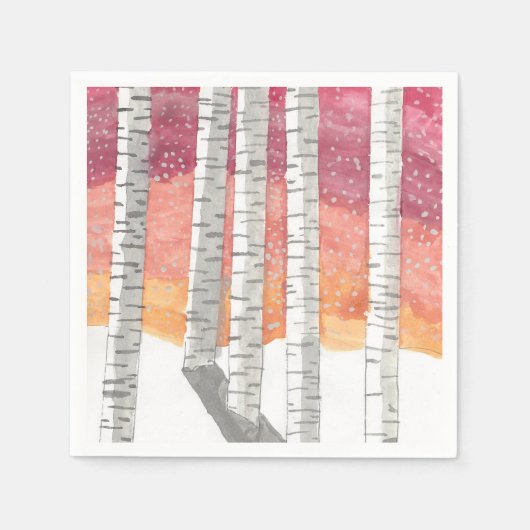 Serviette En Papier Birch Dans La Neige (Devant)
