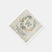 Serviette En Papier Birch Eucalyptus Verdure Wreath Monogramme Mariage (Coin)