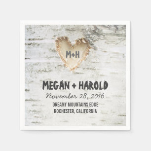 Serviette En Papier Birch Heart Rustic Tree inspiré