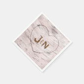 Serviette En Papier Birch Tree & Carved Heart Soirée de mariage rustiq (Coin)
