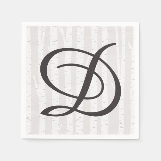 Serviette En Papier Birch Tree Rustic Wood Nature Mariage Monogramme (Devant)