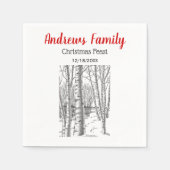 Serviette En Papier Birch Trees en Noël d'hiver Noël Noël Noël (Devant)