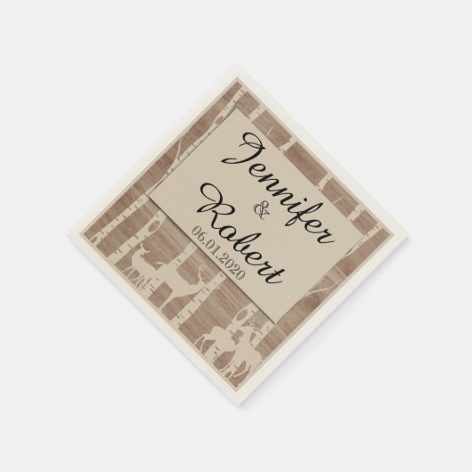 Serviette En Papier Birch Trees Rustiques Cerf Mariage Napkin (Coin)